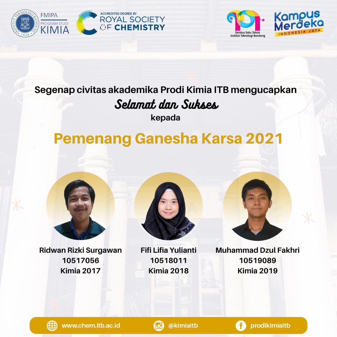 Penghargaan Ganesha Karsa 2021 kepada Mahasiswa Kimia ITB